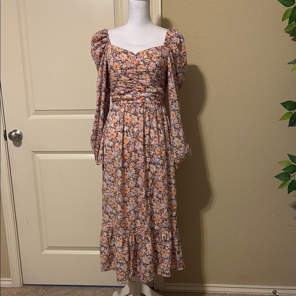 Elegant Floral Long Sleeve Dress
